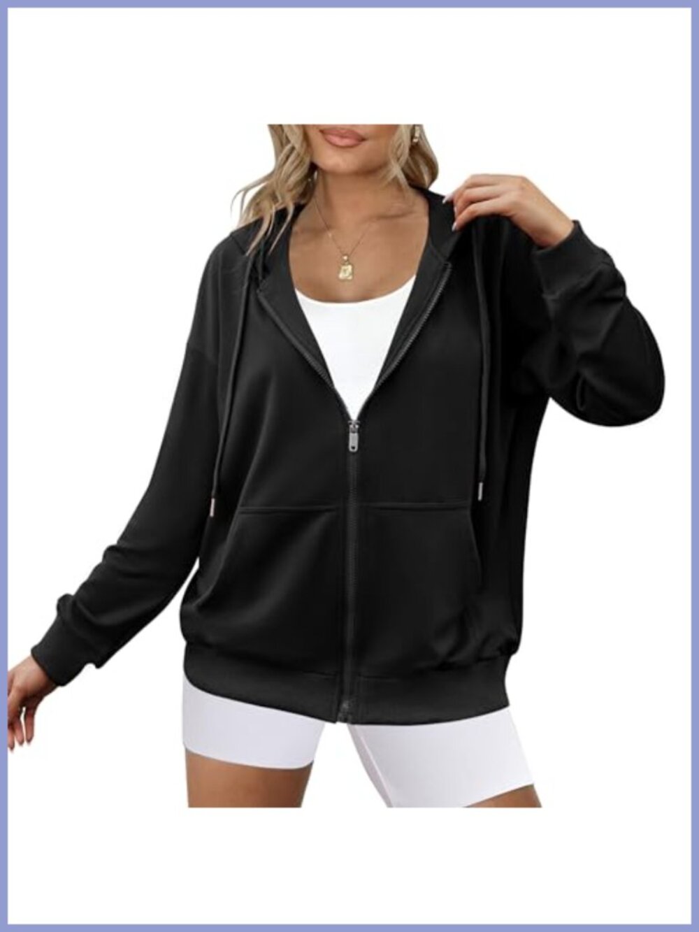 Zeagoo Women's Lightweight Full Zip Hoodie Oversized Sweatshirt